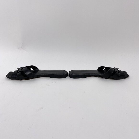 SAINT LAURENT Black Leather Woven Sandal Slide *AS IS* - Picture 4 of 10